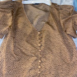 Leopard blouse, Size: Medium, Color: Black/Orange